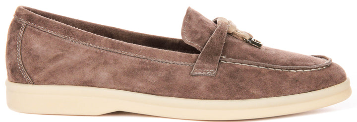 Emma In Stone Suede Loafer