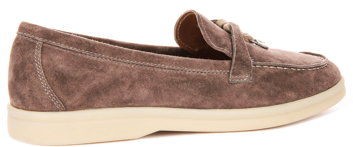 Emma In Stone Suede Loafer