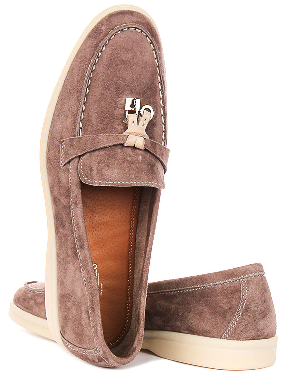 Emma In Stone Suede Loafer