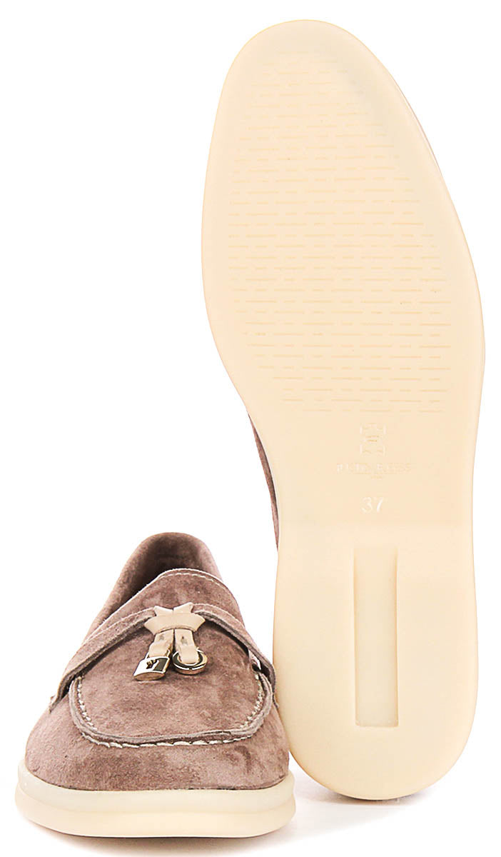 Emma In Stone Suede Loafer