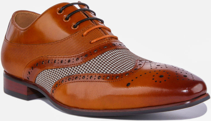 Zen Tweed Brogues In Tan