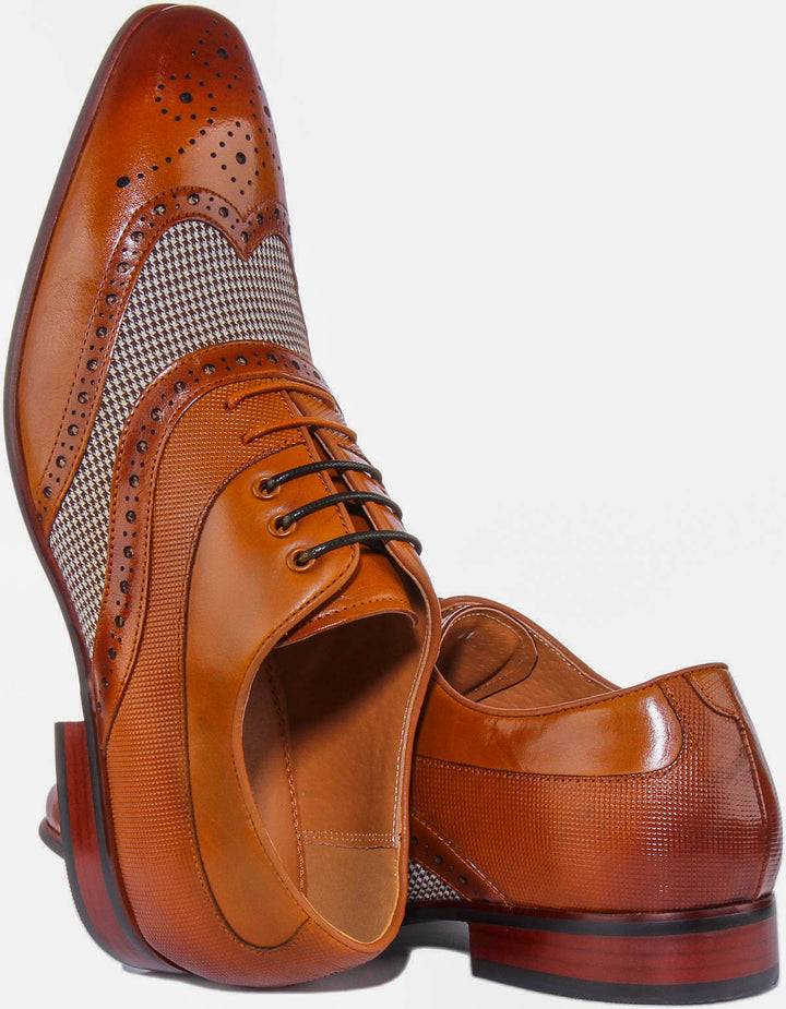 Zen Tweed Brogues In Tan