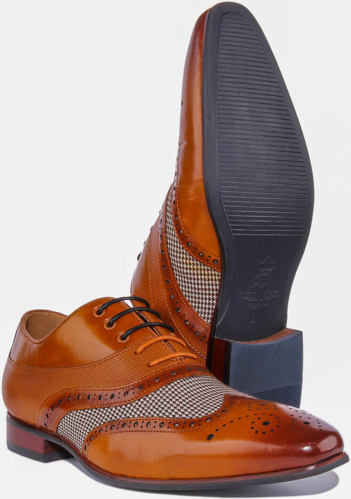 Zen Tweed Brogues In Tan