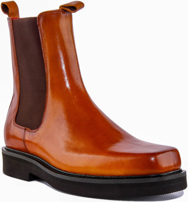 Damien Chunky Chelsea Ankle Boots In Tan