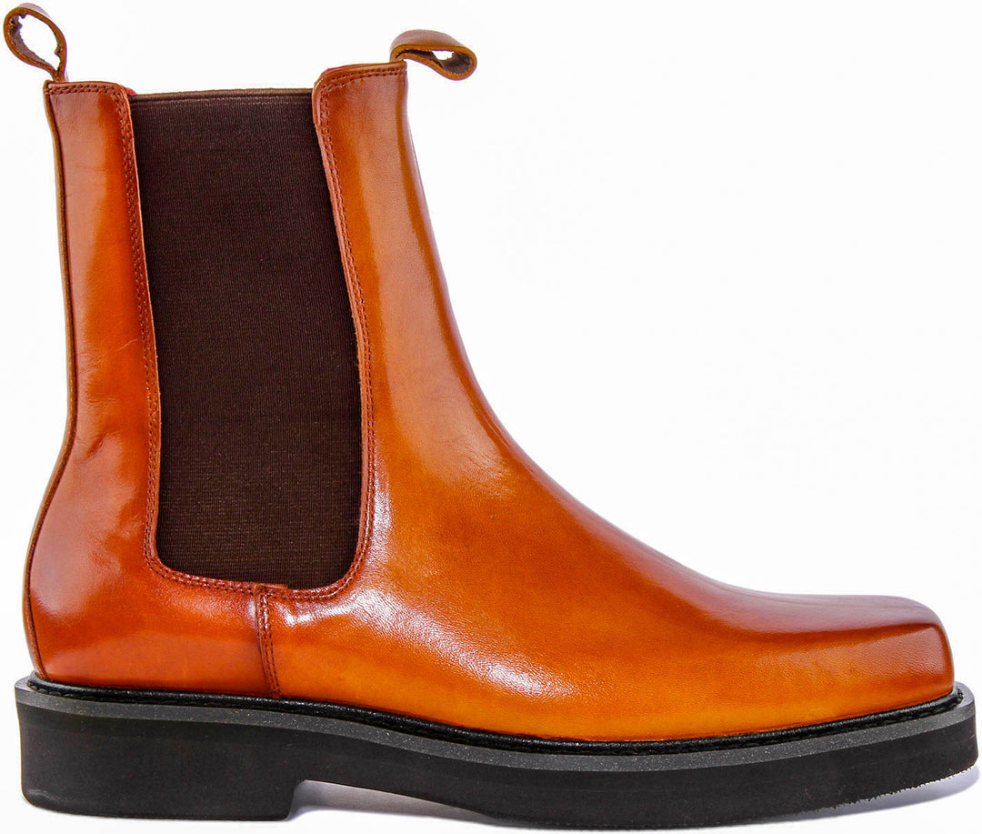 Damien Chunky Chelsea Ankle Boots In Tan