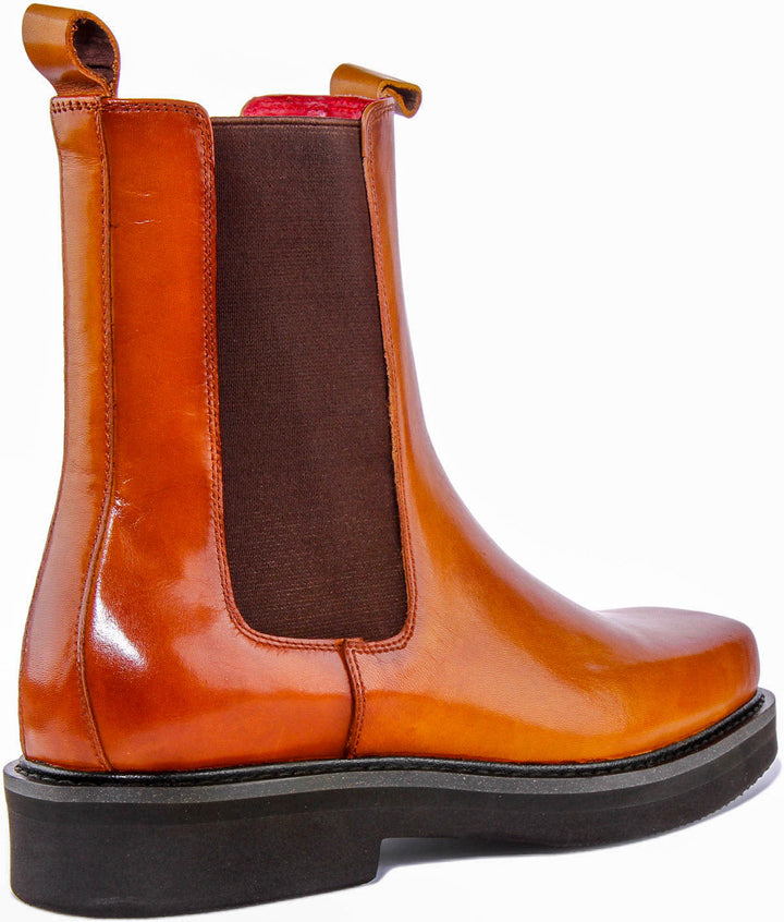 Damien Chunky Chelsea Ankle Boots In Tan