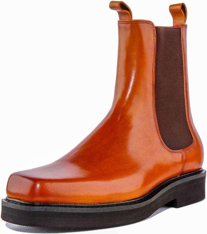 Damien Chunky Chelsea Ankle Boots In Tan