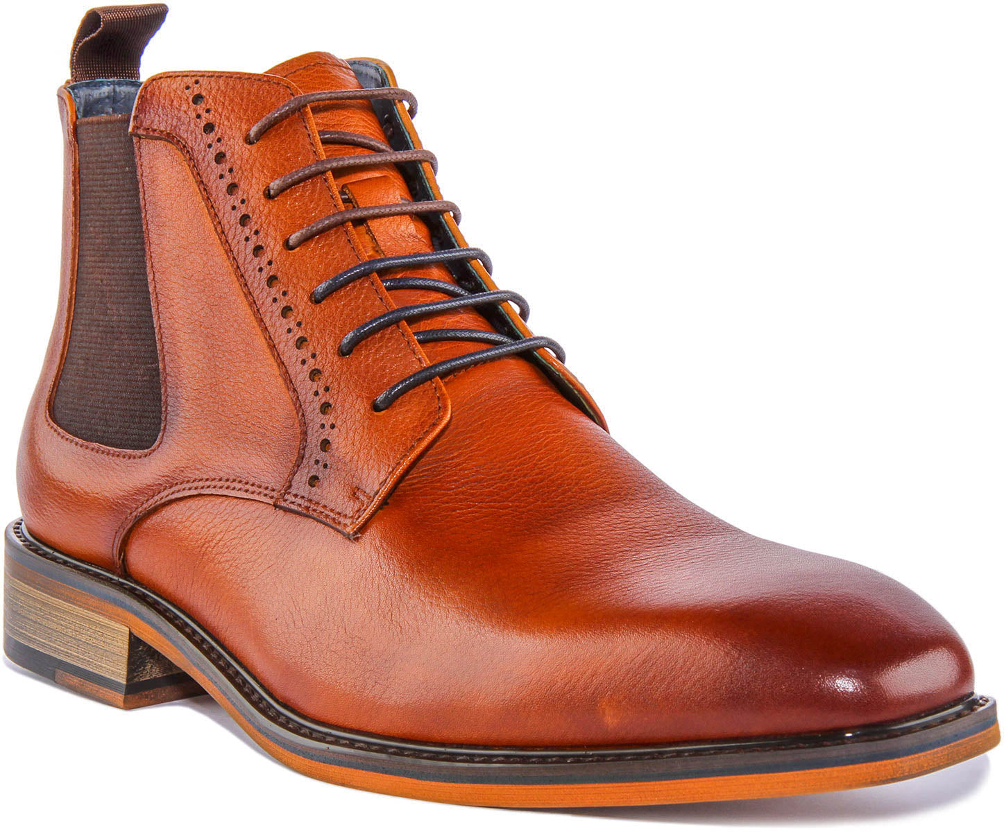 JUSTINREESS ENGLAND Chance Ankle Boots In Tan | Lace up Chelsea ...