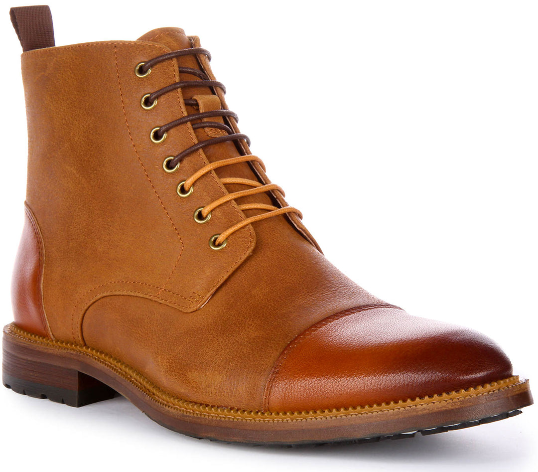 Gael Lace up Ankle Boots In Tan