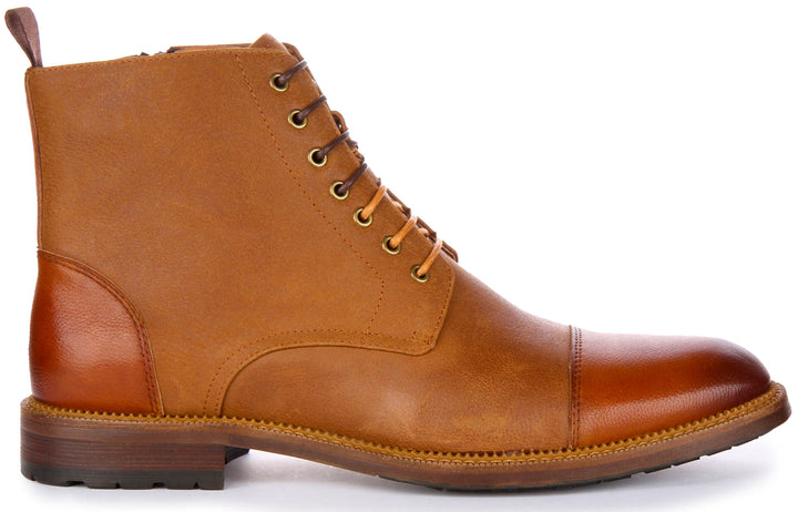 Gael Lace up Ankle Boots In Tan