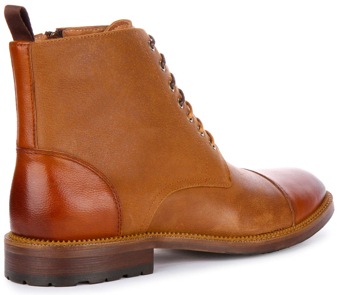 Gael Lace up Ankle Boots In Tan