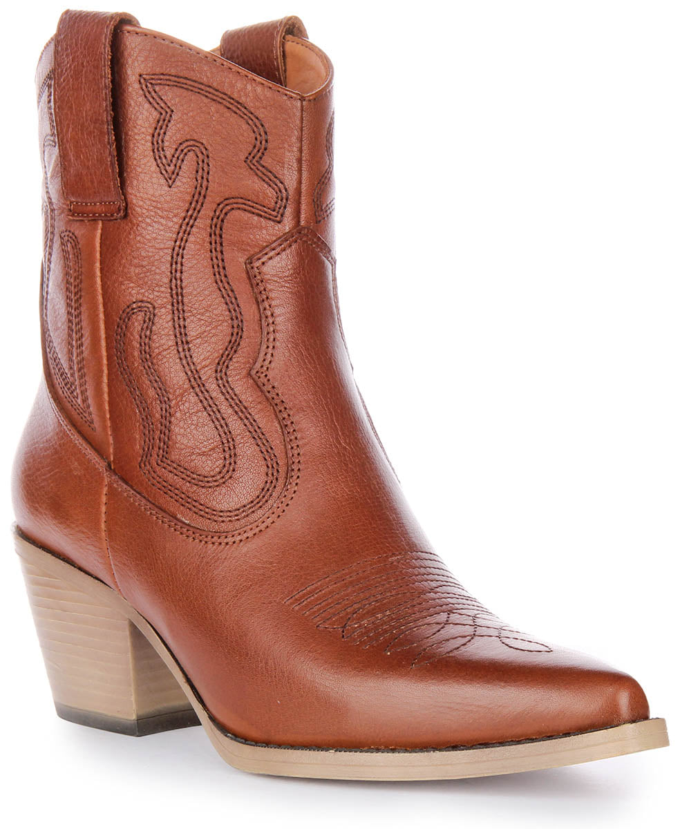 JUSTINREESS ENGLAND Nova Ankle Boots In Tan | Low Heel Brogue Boot ...
