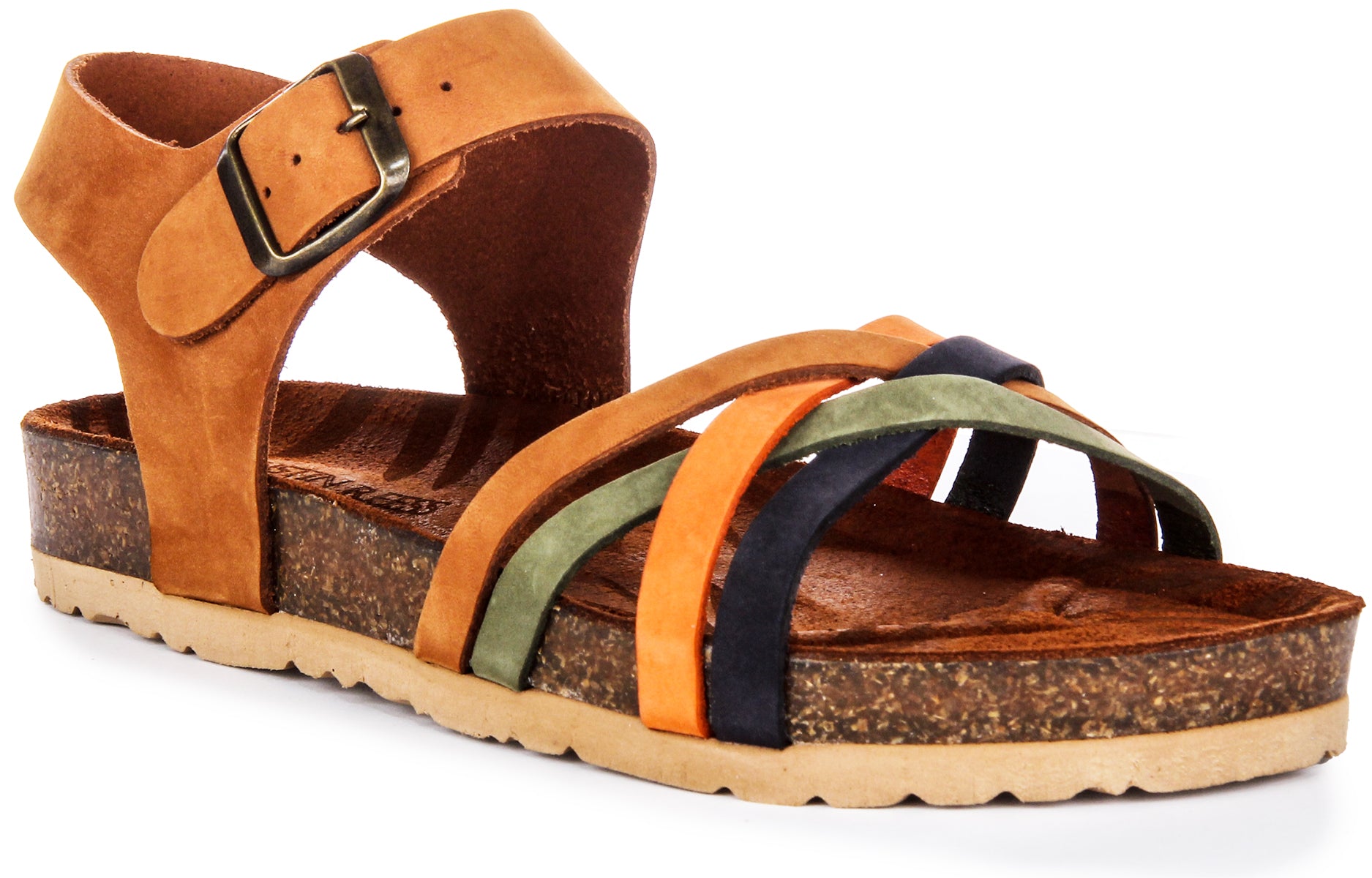 JUSTINREESS Womens Ankle Strap Soft Leather Footbed Sandals – Justin Reess