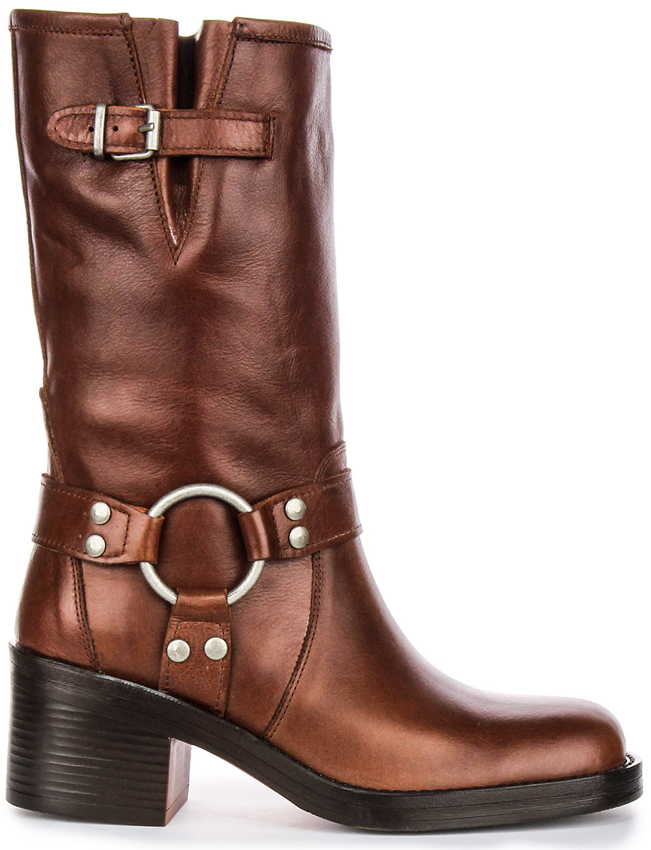 Estrella Biker Boots In Tan