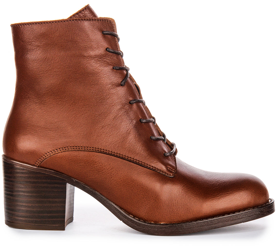 Milena Lace Up Ankle Boots In Tan