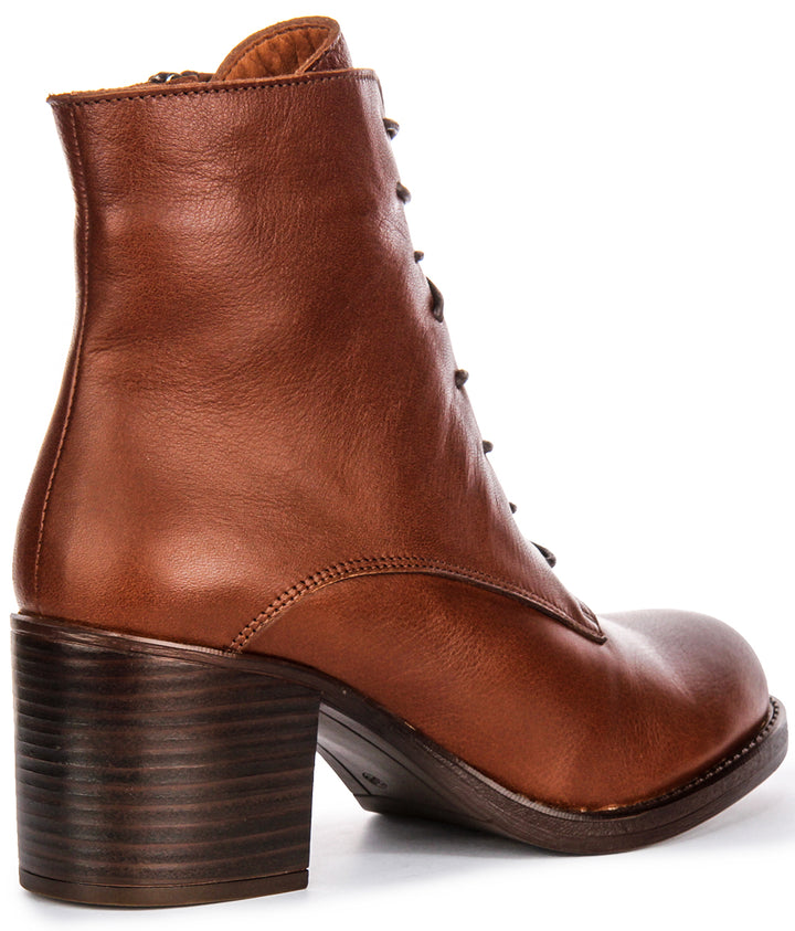 Milena Lace Up Ankle Boots In Tan