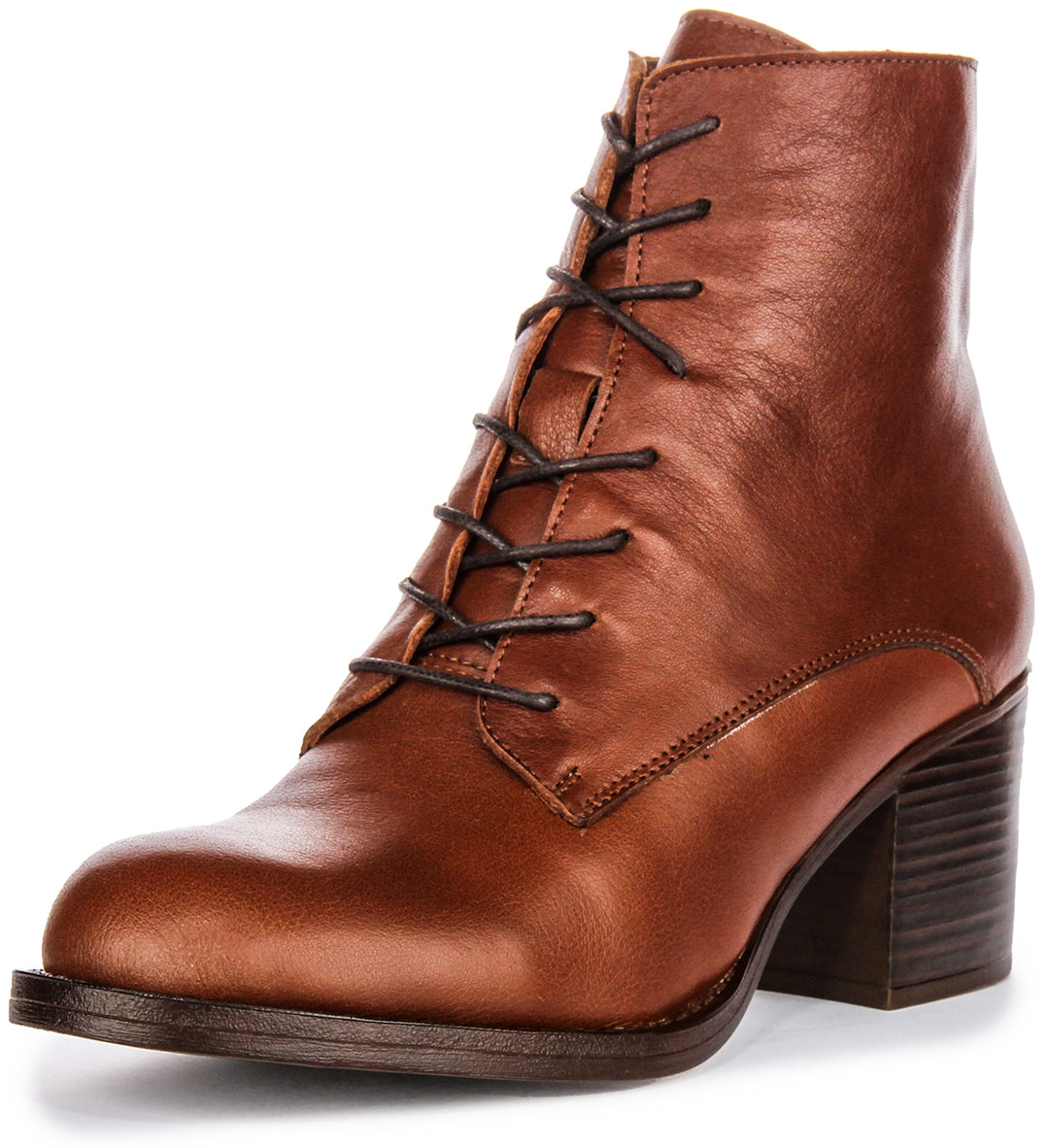 Milena Lace Up Ankle Boots In Tan