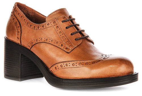 Paulina Brogues Heels In Tan