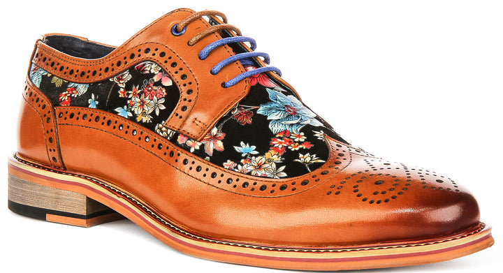 Kylo In Tan Floral Print Brogues