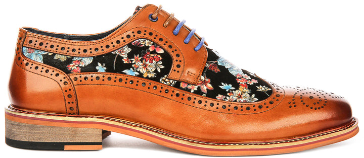 Kylo In Tan Floral Print Brogues