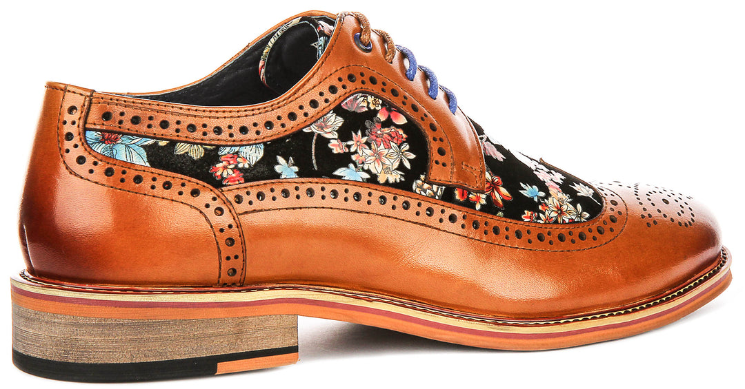 Kylo In Tan Floral Print Brogues