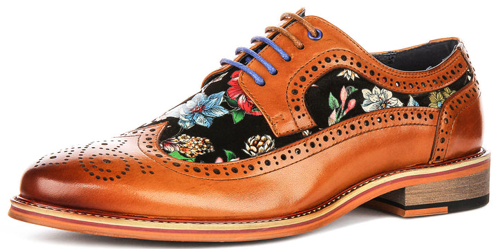 Kylo In Tan Floral Print Brogues