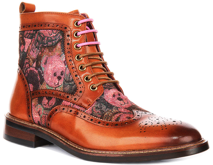 Teddy Hi In Tan Brogue Boots
