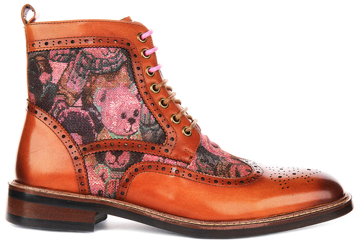 Teddy Hi In Tan Brogue Boots