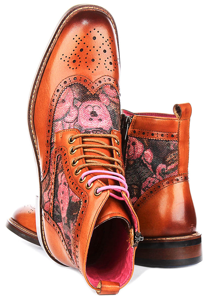 Teddy Hi In Tan Brogue Boots