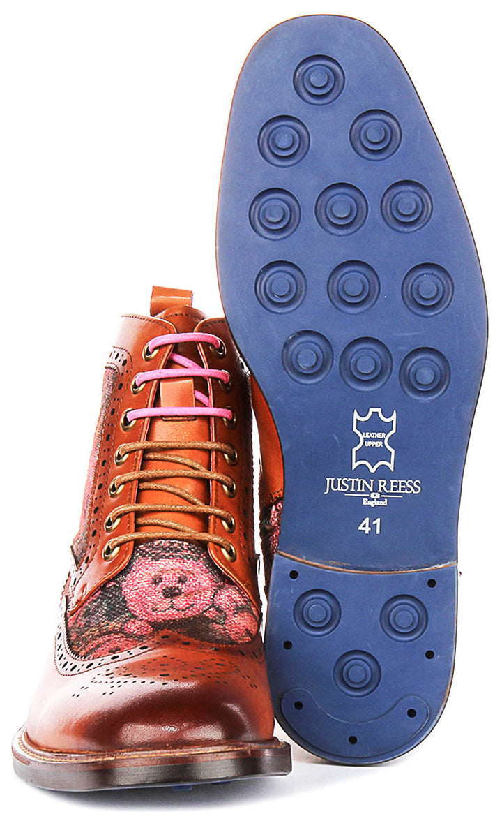 Teddy Hi In Tan Brogue Boots