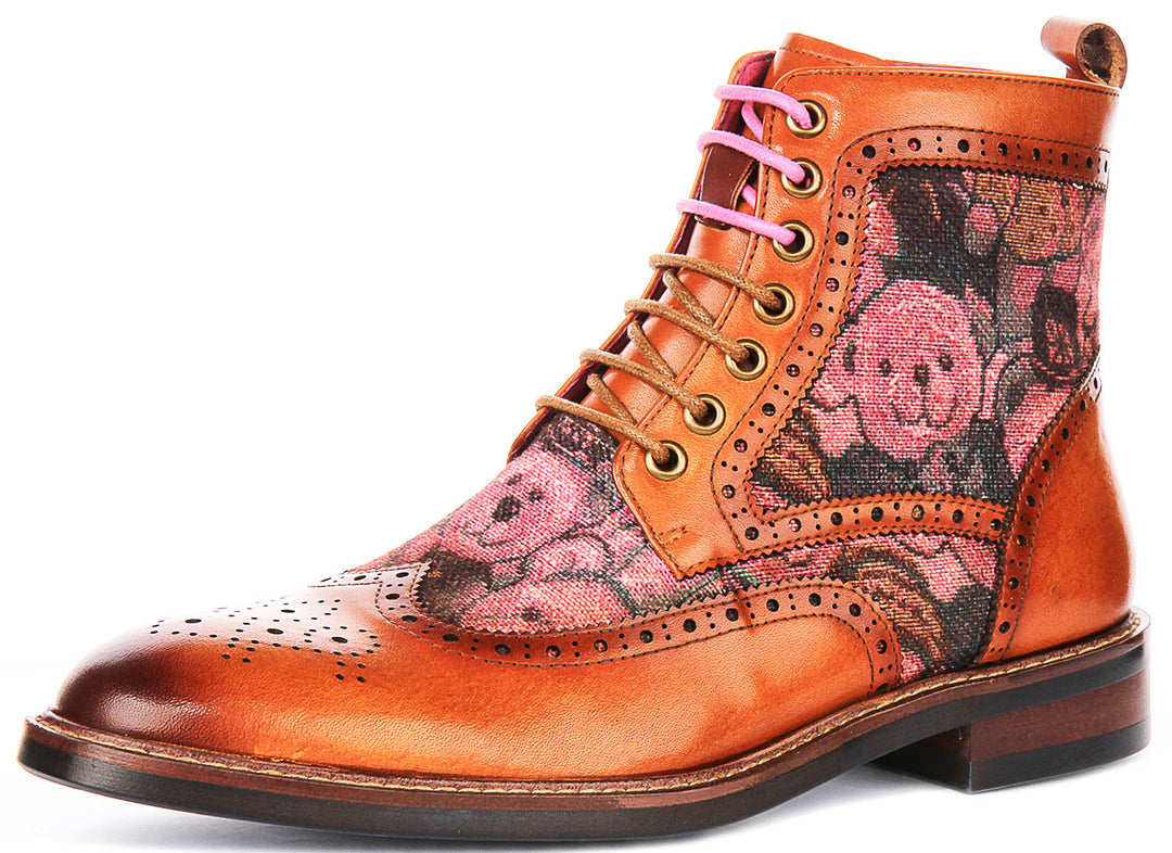 Teddy Hi In Tan Brogue Boots