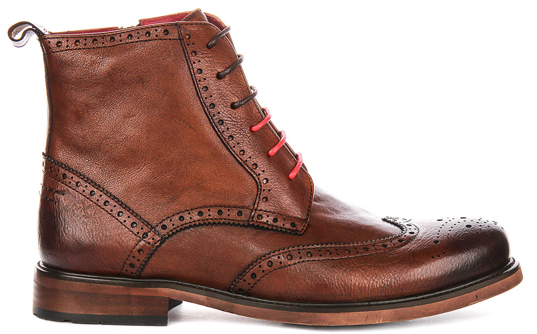 Patrick In Tan Brogue Boots