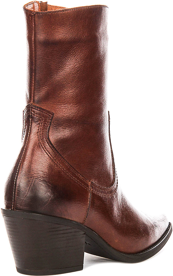 Luisa Cowboy Ankle Boots In Tan Leather