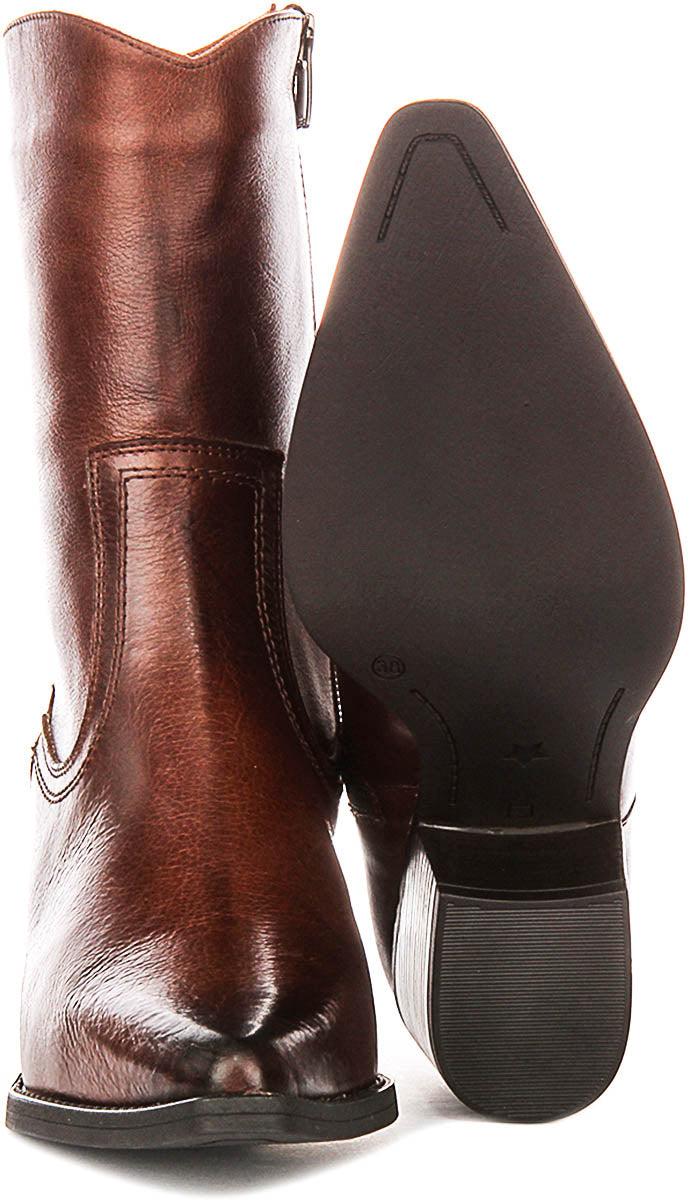 Luisa Cowboy Ankle Boots In Tan Leather