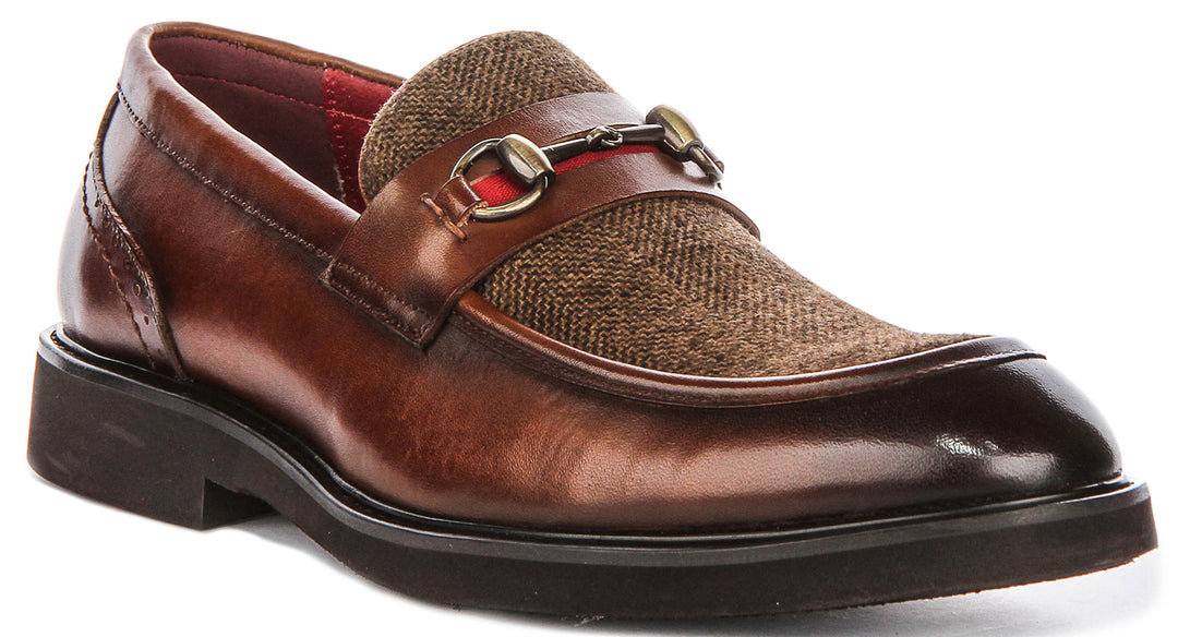 Tristian Tweed Loafer In Dark Tan
