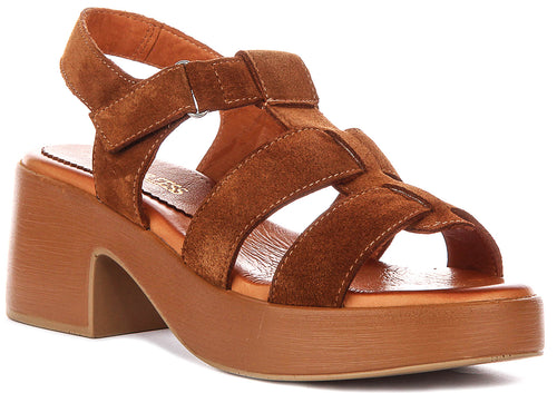 Sylvia Gladiator Sandal In Tan Suede