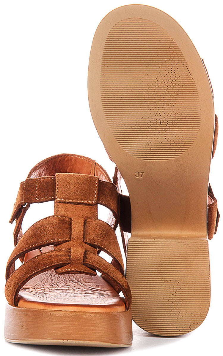 Sylvia Gladiator Sandal In Tan Suede