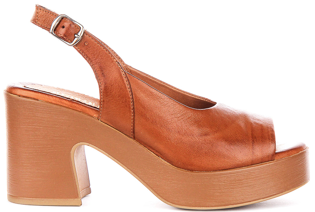 Teresa Peep Toe Platform In Tan