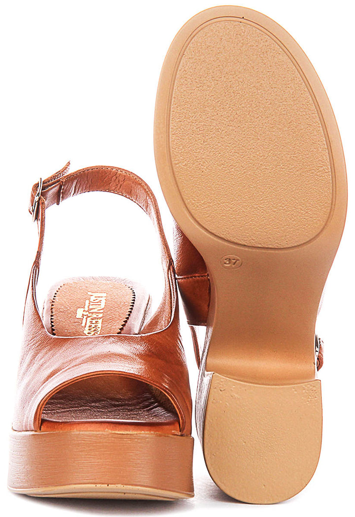 Teresa Peep Toe Platform In Tan