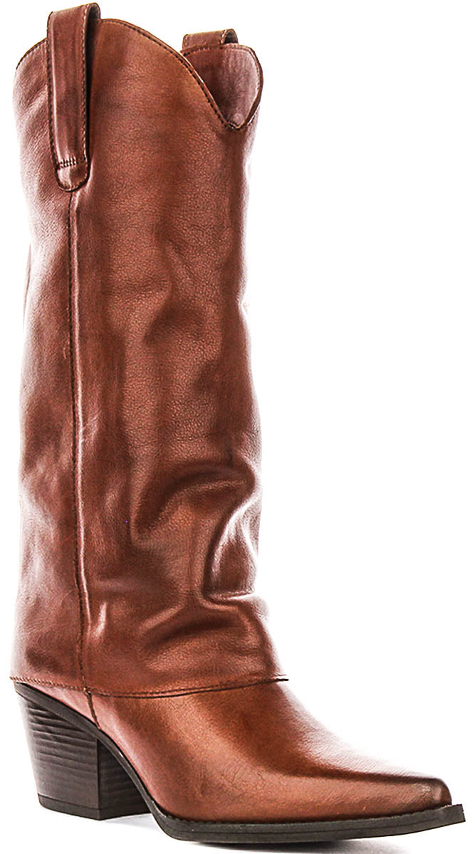 Montana Slouch Cowboy Boots In Tan