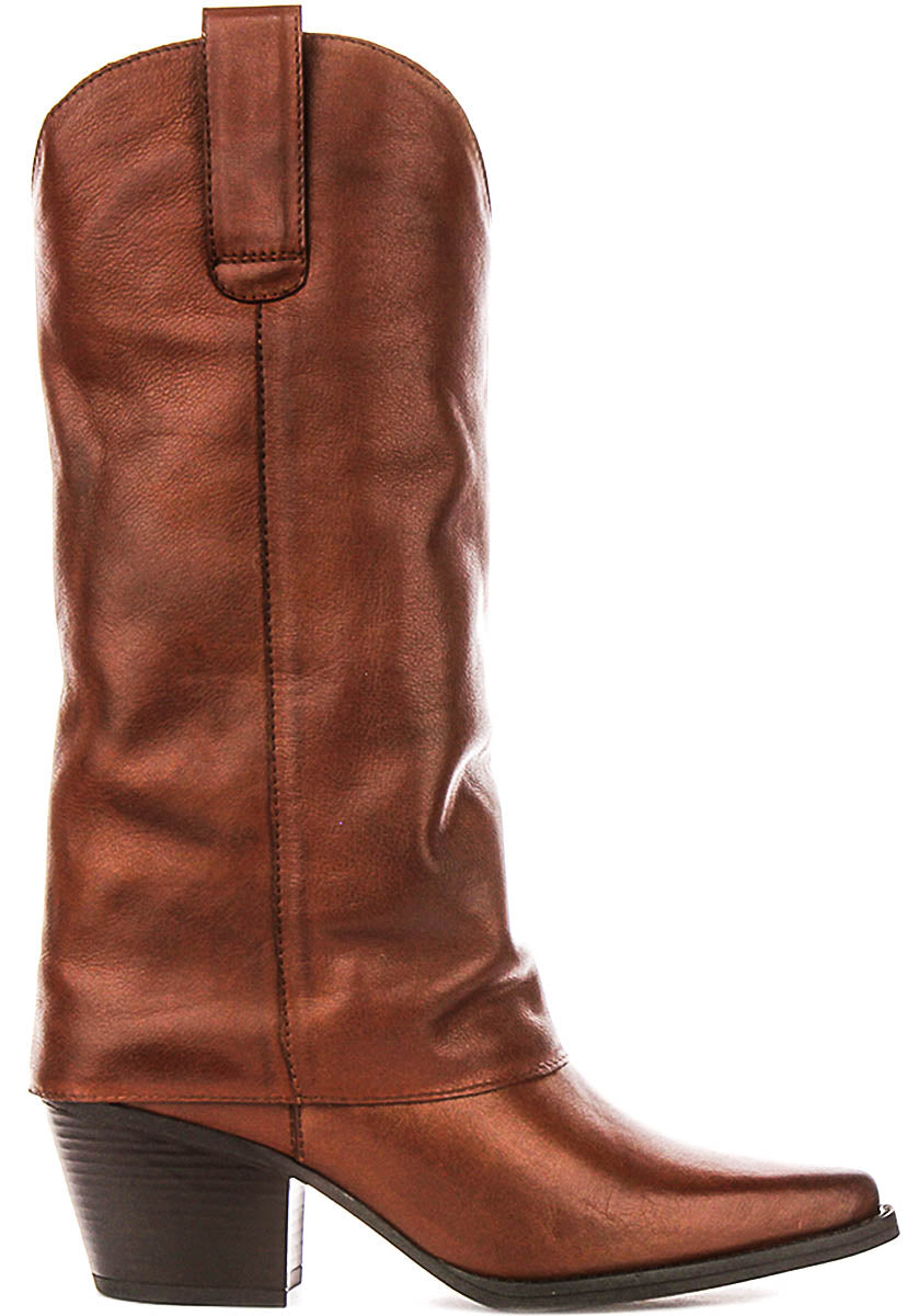 Montana Slouch Cowboy Boots In Tan