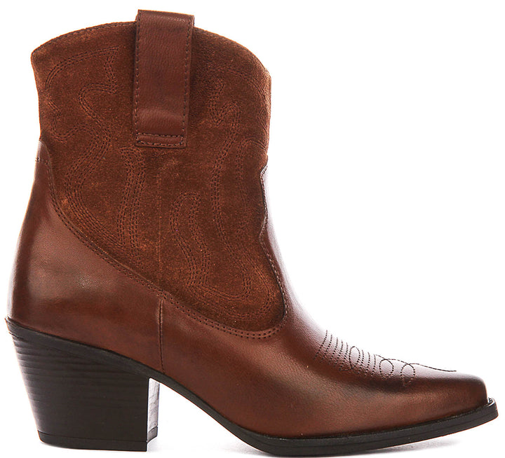 Dawn Short Cowboy Boots In Tan
