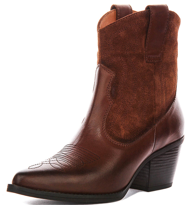Dawn Short Cowboy Boots In Tan