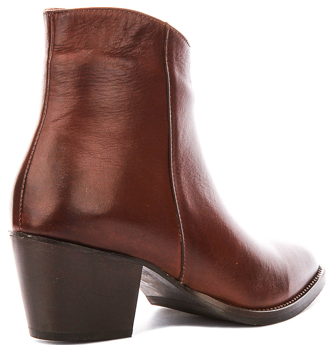 Jane Cowboy Ankle Boots In Tan