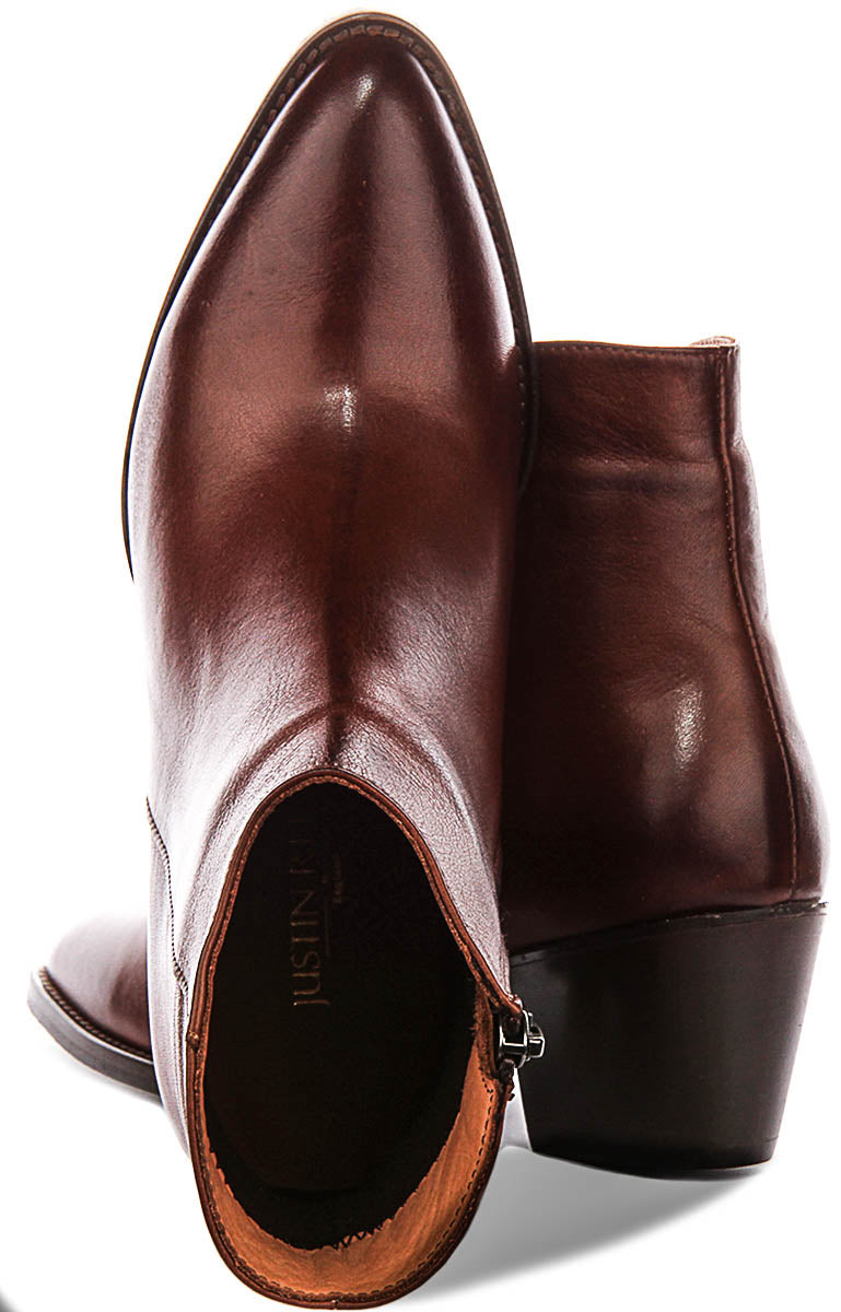 Jane Cowboy Ankle Boots In Tan