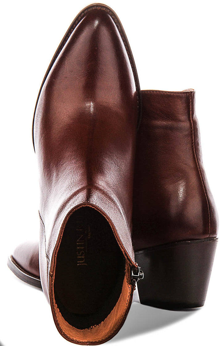 Jane Cowboy Ankle Boots In Tan