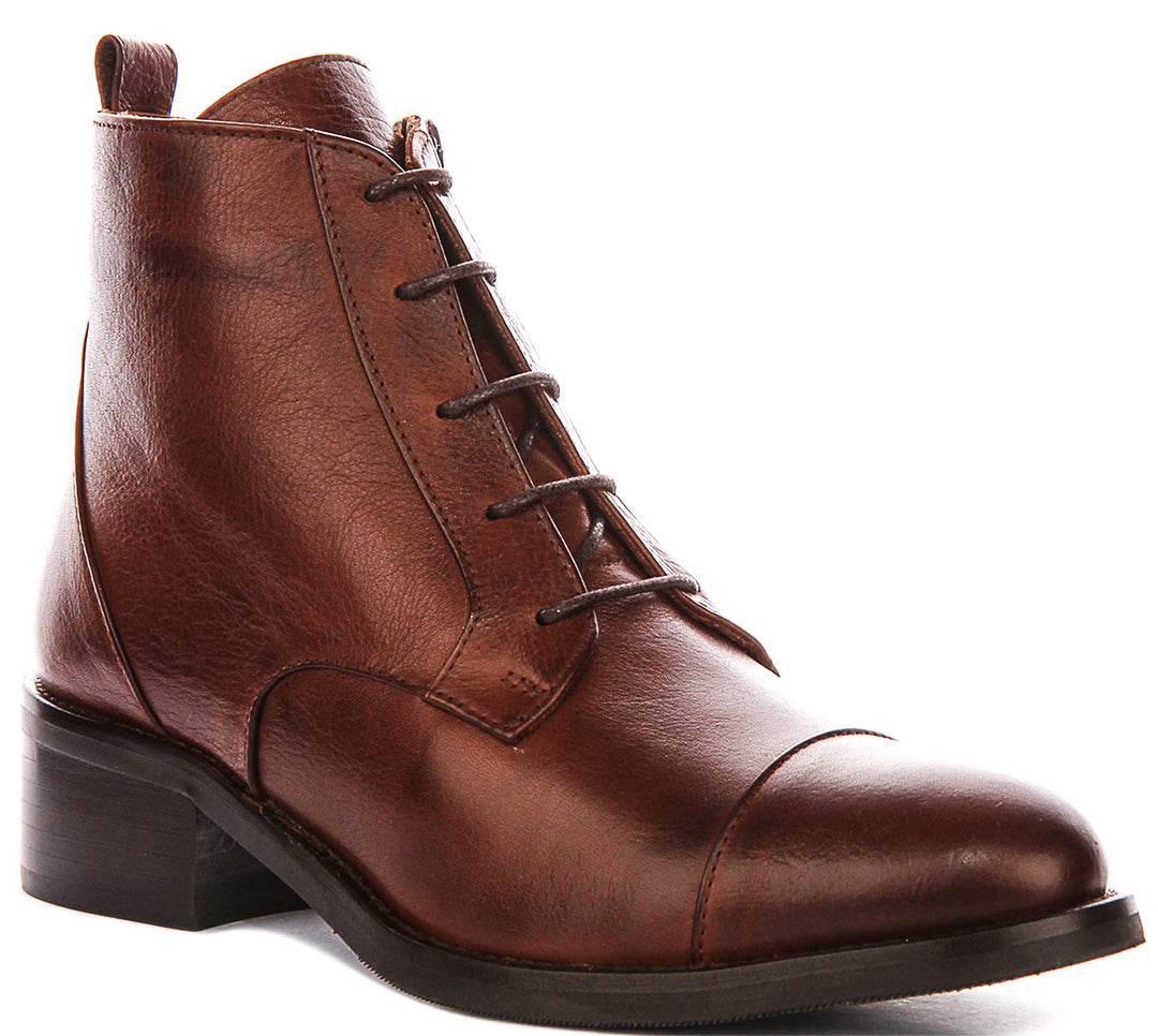 Kendra Lace Up Boots In Tan