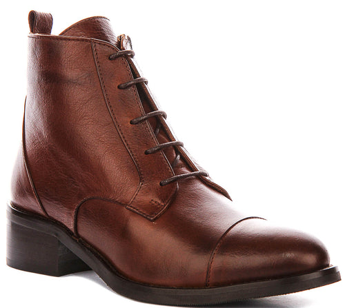 Kendra Lace Up Boots In Tan