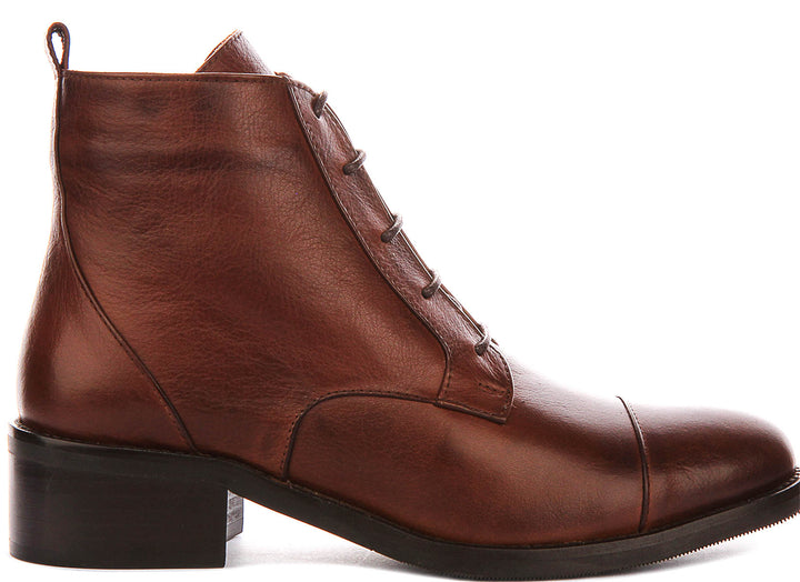 Kendra Lace Up Boots In Tan