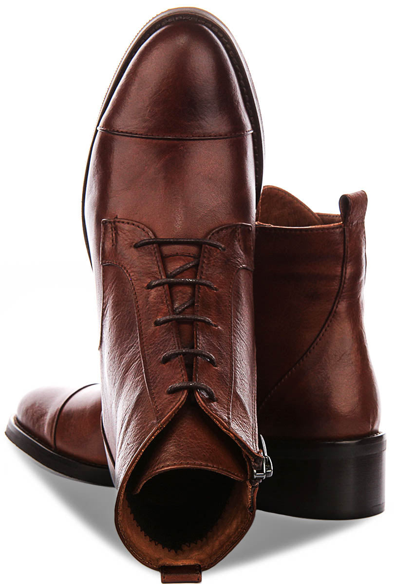 Kendra Lace Up Boots In Tan